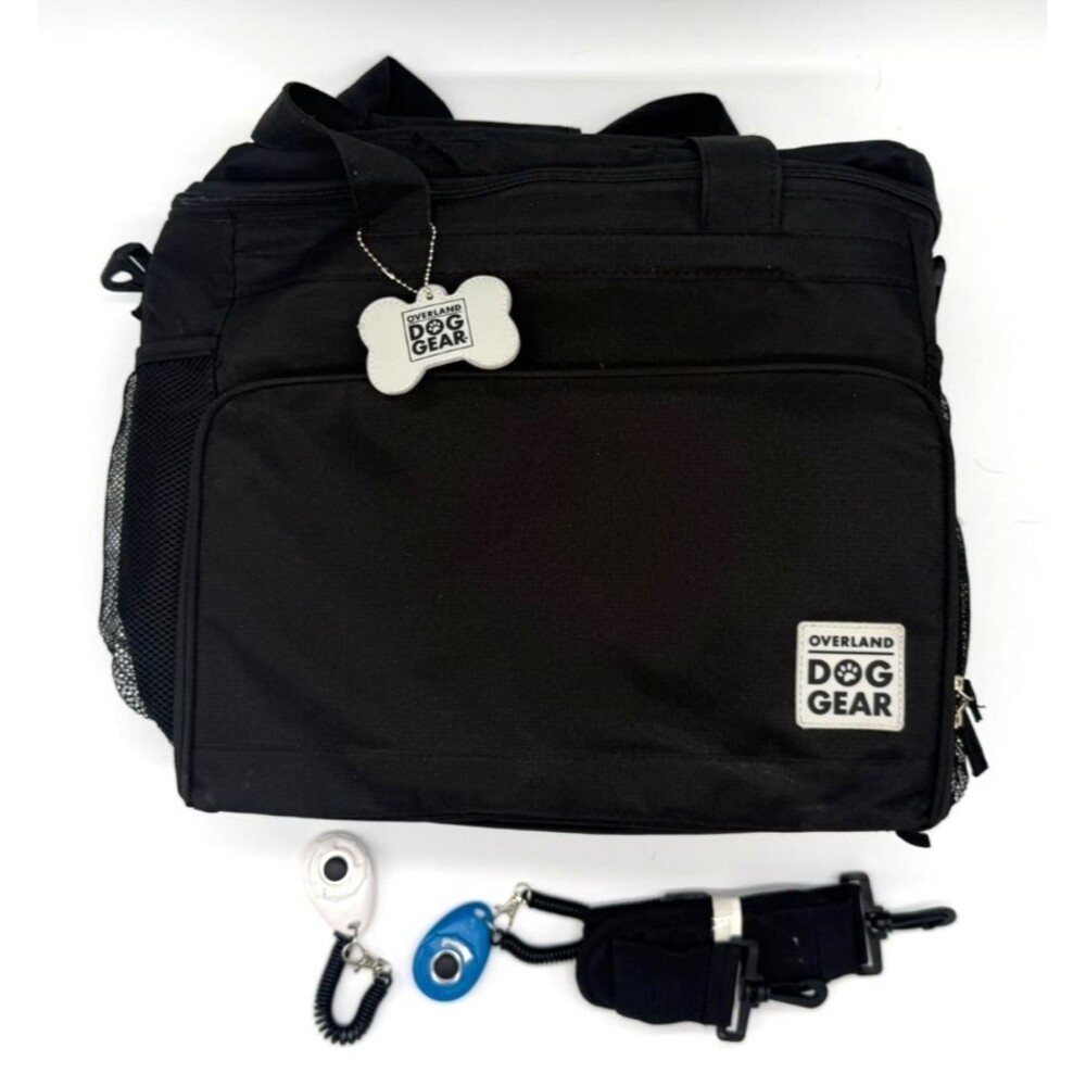 Overland Dog Gear Week Away Travel Bag Tote Set Black with Bowls Food Carriers